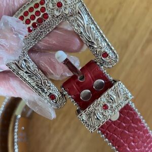 Elegant Red Embellished Belt